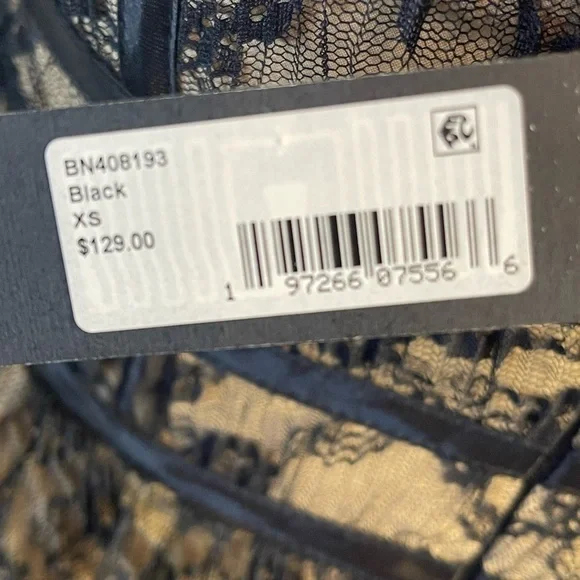 Steve Madden Black Lace Hi-Low Midi Dress with Nude Lining XS NWT Retail $129 - Picture 15 of 16